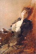Franciszek zmurko Portrait of a woman with a fan and a cigarette. oil painting reproduction